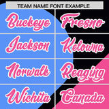 Custom Black Powder Blue-Pink Color Block Personalized Half Heart Pattern Authentic Baseball Jersey