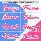 Custom White Powder Blue-Pink Color Block Personalized Half Heart Pattern Authentic Baseball Jersey