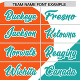 Custom White Orange-Aqua Color Block Personalized Half Heart Pattern Authentic Baseball Jersey