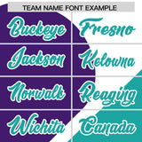 Custom White Purple-Aqua Color Block Personalized Half Heart Pattern Authentic Baseball Jersey