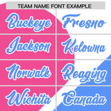Custom White Pink-Powder Blue Color Block Personalized Half Heart Pattern Authentic Baseball Jersey