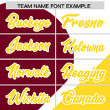 Custom White Crimson-Gold Color Block Personalized Half Heart Pattern Authentic Baseball Jersey
