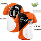 Custom Orange Black-White Color Block Personalized Half Heart Pattern Authentic Baseball Jersey