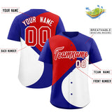 Custom Royal Red-White Color Block Personalized Half Heart Pattern Authentic Baseball Jersey