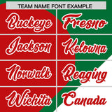 Custom Kelly Green Red-White Color Block Personalized Half Heart Pattern Authentic Baseball Jersey