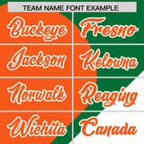 Custom Kelly Green Orange-White Color Block Personalized Half Heart Pattern Authentic Baseball Jersey
