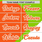Custom Neon Green Orange-White Color Block Personalized Half Heart Pattern Authentic Baseball Jersey