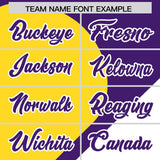 Custom Purple Gold-White Color Block Personalized Half Heart Pattern Authentic Baseball Jersey