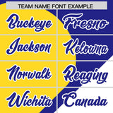 Custom Royal Gold-White Color Block Personalized Half Heart Pattern Authentic Baseball Jersey