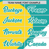 Custom Aqua Gold-White Color Block Personalized Half Heart Pattern Authentic Baseball Jersey