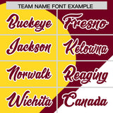 Custom Crimson Gold-White Color Block Personalized Half Heart Pattern Authentic Baseball Jersey