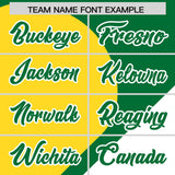Custom Kelly Green Gold-White Color Block Personalized Half Heart Pattern Authentic Baseball Jersey