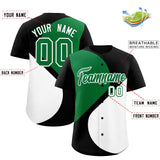 Custom Black Kelly Green-White Color Block Personalized Half Heart Pattern Authentic Baseball Jersey