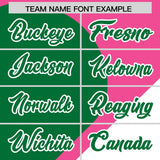 Custom Pink Kelly Green-White Color Block Personalized Half Heart Pattern Authentic Baseball Jersey
