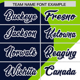 Custom Neon Green Navy-White Color Block Personalized Half Heart Pattern Authentic Baseball Jersey