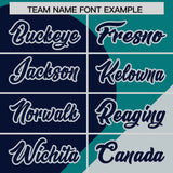 Custom Aqua Navy-Silver Color Block Personalized Half Heart Pattern Authentic Baseball Jersey