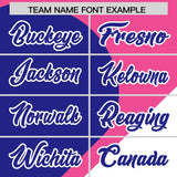 Custom Pink Royal-White Color Block Personalized Half Heart Pattern Authentic Baseball Jersey