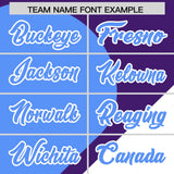 Custom Purple Powder Blue-White Color Block Personalized Half Heart Pattern Authentic Baseball Jersey