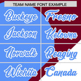 Custom Crimson Powder Blue-White Color Block Personalized Half Heart Pattern Authentic Baseball Jersey