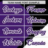 Custom Black Purple-White Color Block Personalized Half Heart Pattern Authentic Baseball Jersey