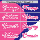 Custom Royal Pink-White Color Block Personalized Half Heart Pattern Authentic Baseball Jersey