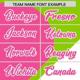 Custom Neon Green Pink-White Color Block Personalized Half Heart Pattern Authentic Baseball Jersey