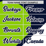 Custom Navy Neon Green-White Color Block Personalized Half Heart Pattern Authentic Baseball Jersey