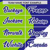 Custom Royal Neon Green-White Color Block Personalized Half Heart Pattern Authentic Baseball Jersey