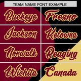 Custom Black Crimson-Khaki Color Block Personalized Half Heart Pattern Authentic Baseball Jersey