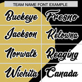 Custom Black Old Gold-White Color Block Personalized Half Heart Pattern Authentic Baseball Jersey