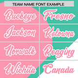 Custom Bright Green Light Pink-White Color Block Personalized Half Heart Pattern Authentic Baseball Jersey
