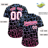 Custom Light Blue Pink Giraffe Graffiti Pattern Authentic Baseball Jersey