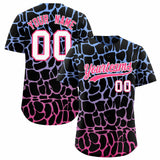 Custom Light Blue Pink Giraffe Graffiti Pattern Authentic Baseball Jersey