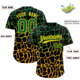 Custom Kelly Green Yellow Giraffe Graffiti Pattern Authentic Baseball Jersey