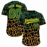Custom Kelly Green Yellow Giraffe Graffiti Pattern Authentic Baseball Jersey