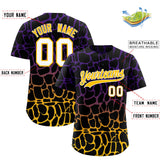 Custom Purple Gold Giraffe Graffiti Pattern Authentic Baseball Jersey