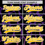 Custom Purple Gold Giraffe Graffiti Pattern Authentic Baseball Jersey