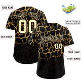 Custom Old Gold Brown Giraffe Graffiti Pattern Authentic Baseball Jersey