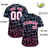 Custom Light Blue Pink Giraffe Graffiti Pattern Authentic Baseball Jersey
