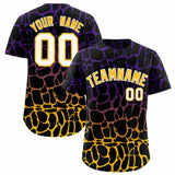 Custom Purple Gold Giraffe Graffiti Pattern Authentic Baseball Jersey
