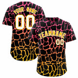 Custom Pink Gold Giraffe Graffiti Pattern Authentic Baseball Jersey