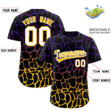 Custom Purple Gold Giraffe Graffiti Pattern Authentic Baseball Jersey