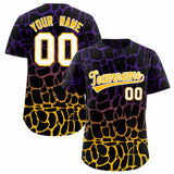 Custom Purple Gold Giraffe Graffiti Pattern Authentic Baseball Jersey