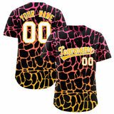 Custom Pink Gold Giraffe Graffiti Pattern Authentic Baseball Jersey