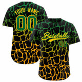 Custom Kelly Green Yellow Giraffe Graffiti Pattern Authentic Baseball Jersey