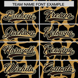 Custom Old Gold Brown Giraffe Graffiti Pattern Authentic Baseball Jersey