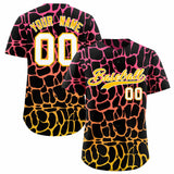 Custom Pink Gold Giraffe Graffiti Pattern Authentic Baseball Jersey