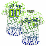 Custom Neon Green Royal Giraffe Graffiti Pattern Authentic Baseball Jersey