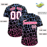 Custom Light Blue Pink Giraffe Graffiti Pattern Authentic Baseball Jersey