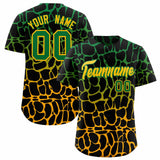 Custom Kelly Green Yellow Giraffe Graffiti Pattern Authentic Baseball Jersey